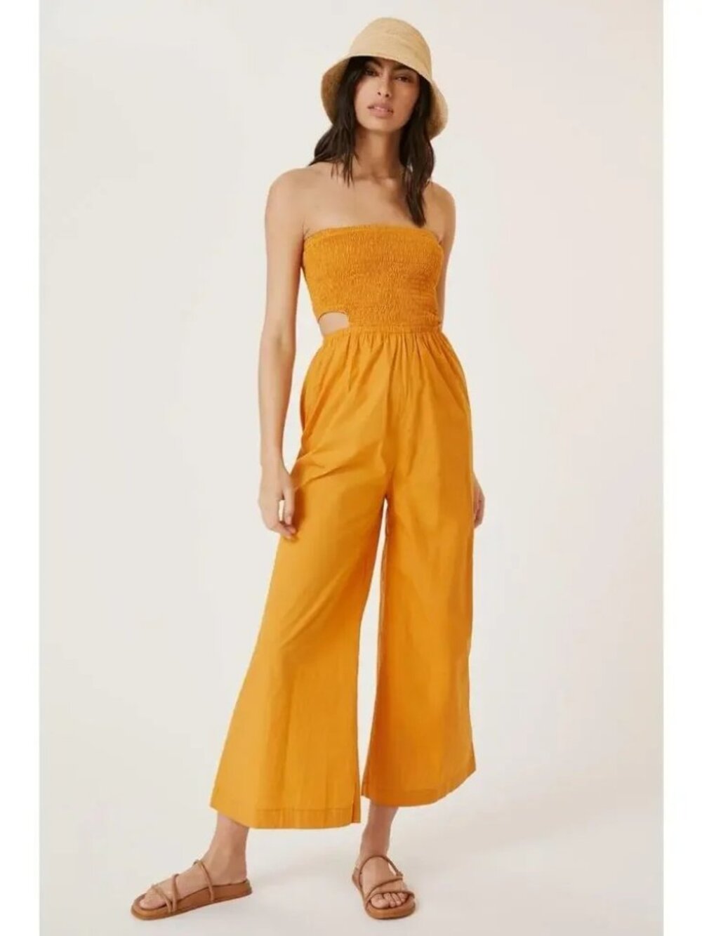 Faithfull the Brand Anthropologie Baylee Jumpsuit 2 Strapless Cutout Wide Leg